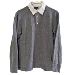 Brooks Brothers Vintage Men’s Knit Polo Shirt, Gray, Size Medium, Long Sleeve